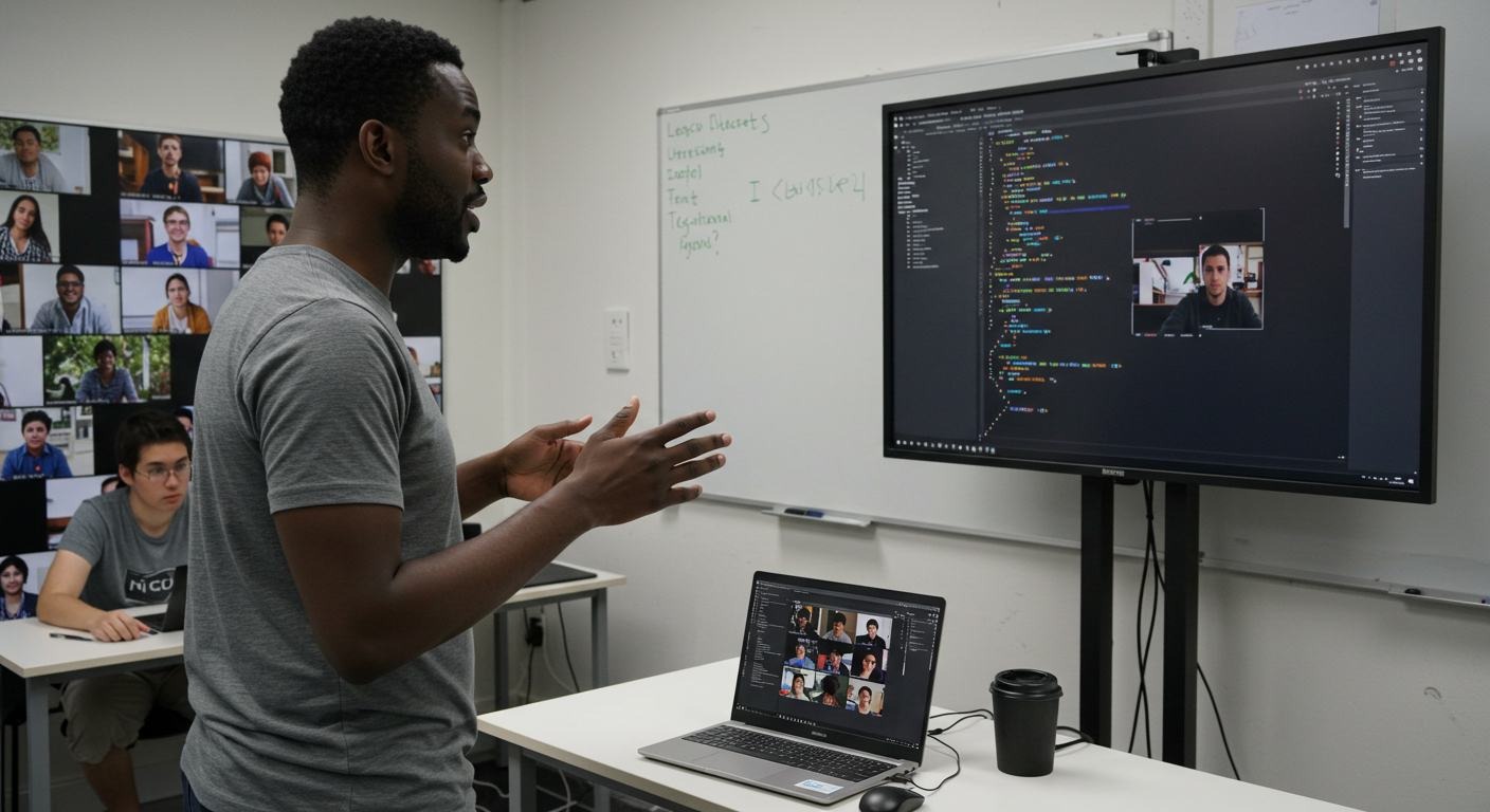 Instructor presenting a program
